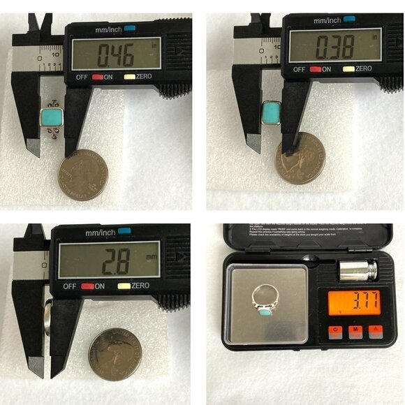 Sterling Silver 925 Rectangular Faux Turquoise Inlay Marcasite Shank Ring Sz 6.5 - Picture 10 of 16